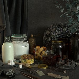 Full Photorealistic Still Life Scene