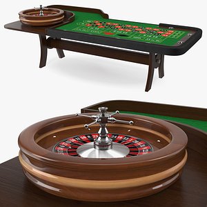 Roulette Table with Wheel