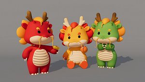 Rigged Cartoon Dragon 3D model