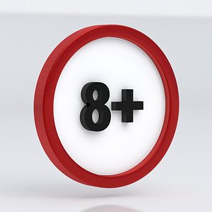 Age Restriction Symbol Red White 8 model