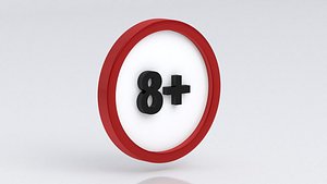 Age Restriction Symbol Red White 8 model