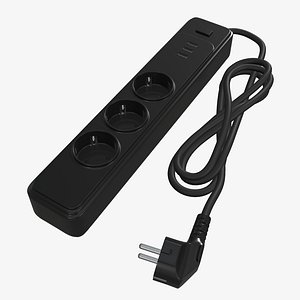 Power strip EU with USB ports black
