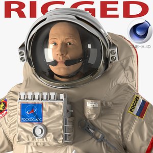 Russian Astronaut Wearing Space Suit Orlan MK Rigged for Cinema 4D