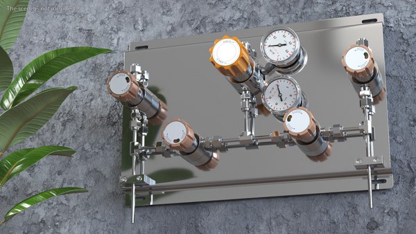 modelo 3d Panel de control de gases industriales de laboratorio ...