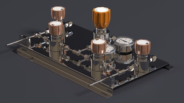 modelo 3d Panel de control de gases industriales de laboratorio ...