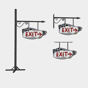 old wooden sign 02 3D model