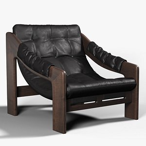 Halston Tufted Black Leather Accent Chair 3D model