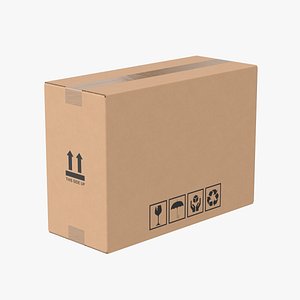 3D Cardboard Box 50x20x35 Closed