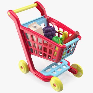children shopping cart grocery 3D model