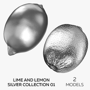 3D Lime and Lemon Silver Collection 01  - 2 Fruits model