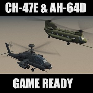 AH64D Apache & CH47E Helicopters Game Ready