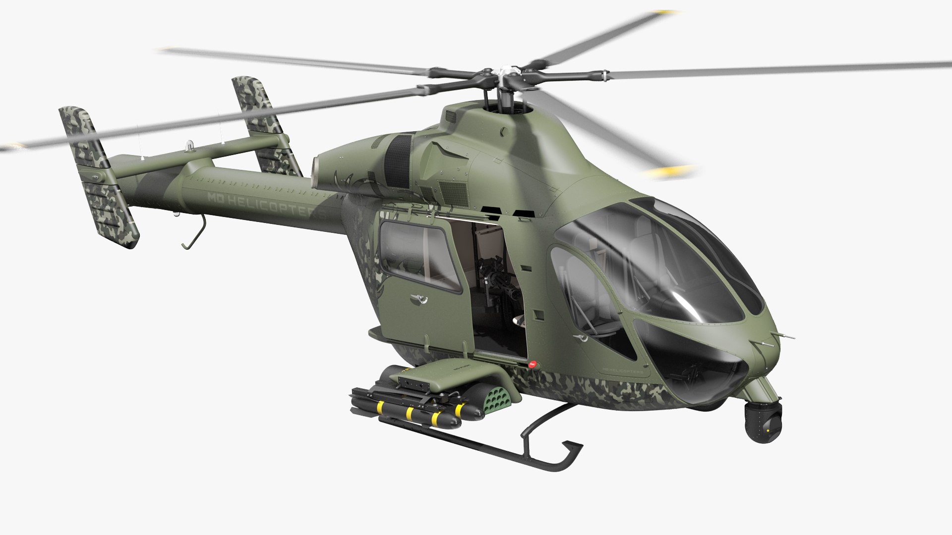 MD 969 Twin Attack Helicopter Rigged 3D model preview
