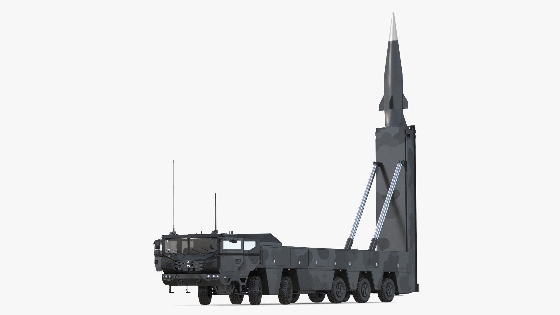 Strategic Missile on Road Mobile Vehicle Rigged 3D model preview