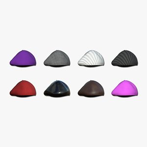 08 Female Berets Hat Collection - Character Fashion Design 3D