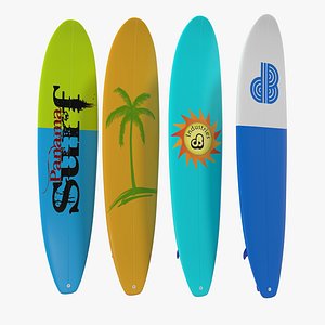 surfboard longboard set modeled 3d model