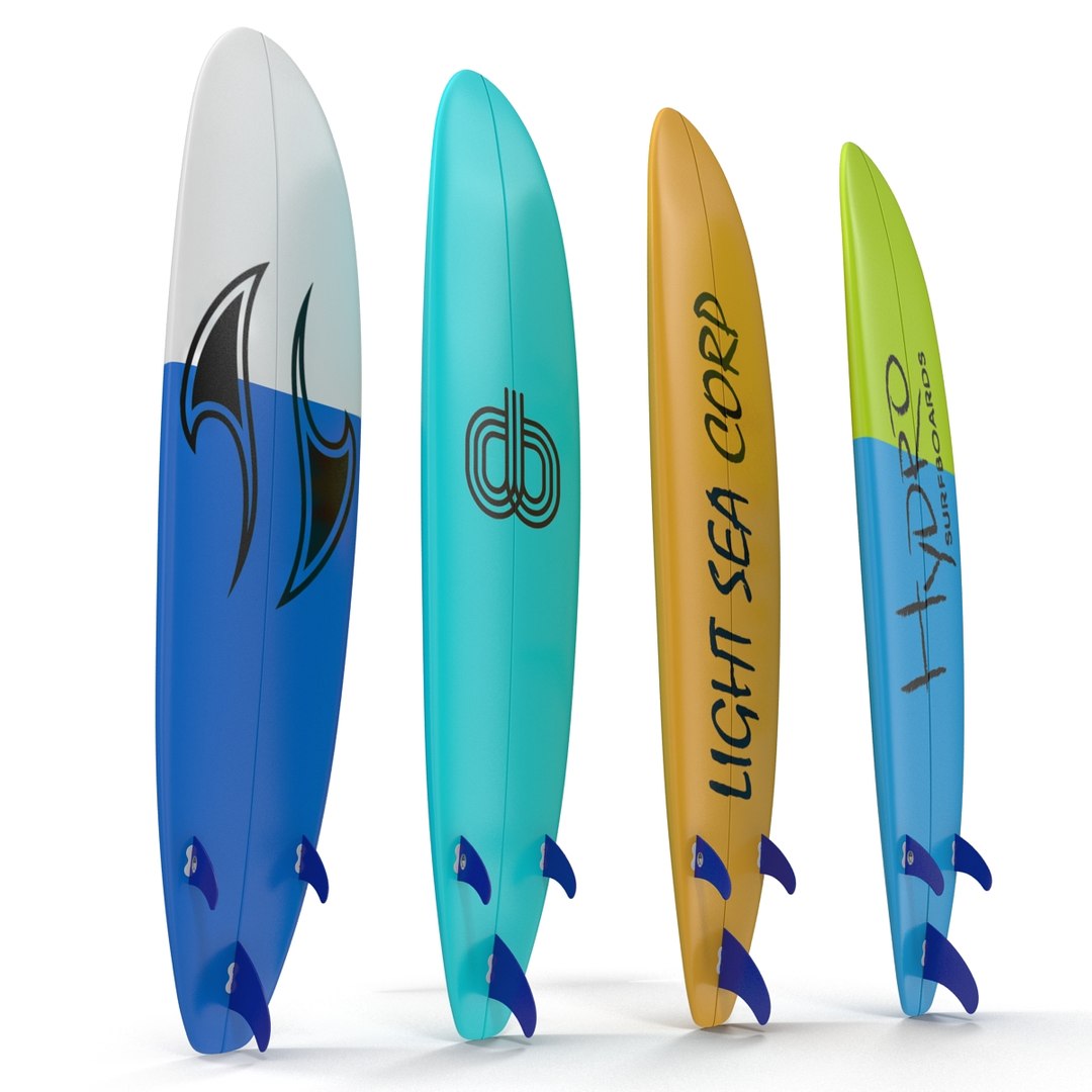 surfboard longboard set modeled 3d model