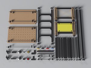 3D Modular DIY Workbench Industrial Frame Component Pack model