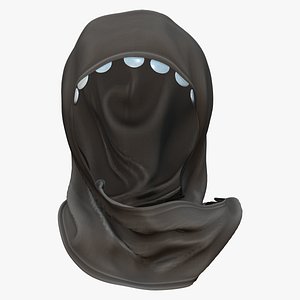 Black Tribal Head Scarf With Scallops Trim 3D model