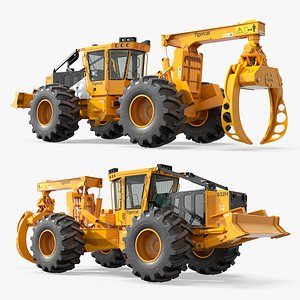 3D model Tigercat Logging Skidder 632H Grapple Yellow