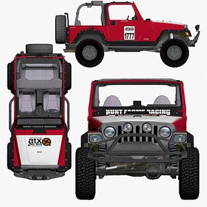 Hunt Farm Racing Offroad 4x4 Vehicle-Offroad Car-3D Low Poly-Game Ready Model 00