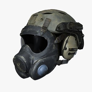 Tactical Gas Mask Helmet Realistic PBR 3D Model 3D