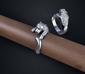 3D model cat ring cheetah