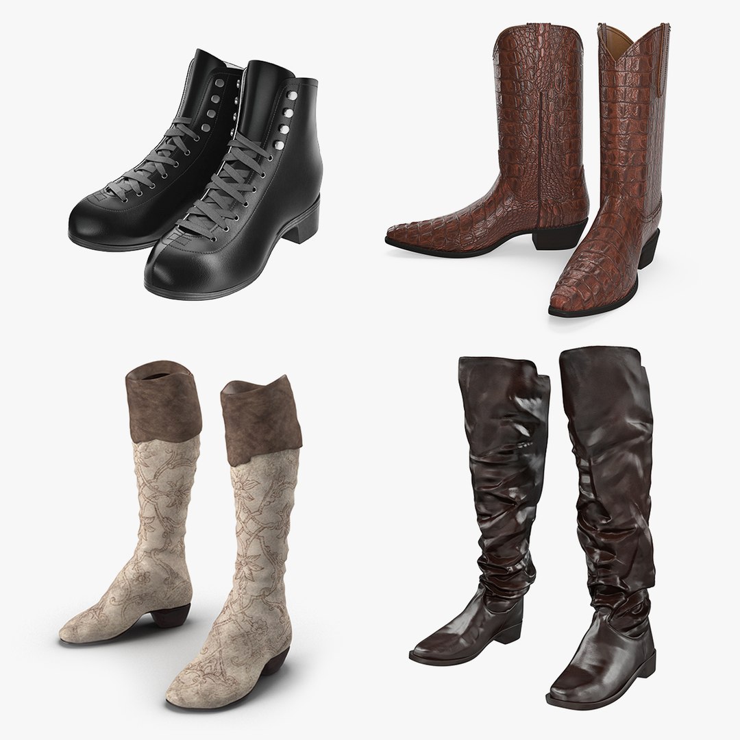 High Boots Collection 2 3D model preview