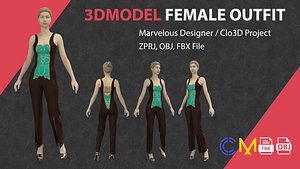 Outfit Female Marvelous Designer And Clo3d 3D model