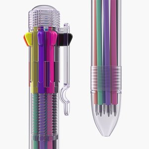 3D multicolor ballpoint pen colors model