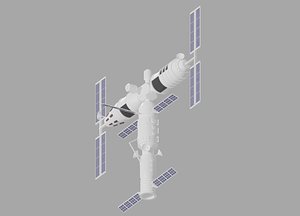 cartoon simple space station 3D