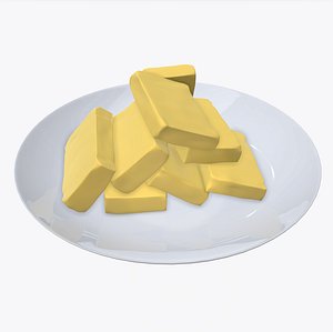 Butter slices on plate