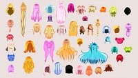 46 Stylized Anime Female Hairstyles Pack