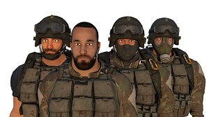 Military Special ops soldiers sqwad 3D model 3D model