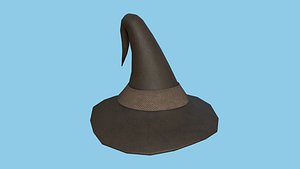 Brown Fabric Wizard Hat - Character Design Fashion 3D model