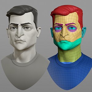 Cartoon male character Volodymyr Zelenskyi 3D model