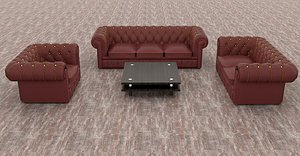 leather seating offices interior 3D model