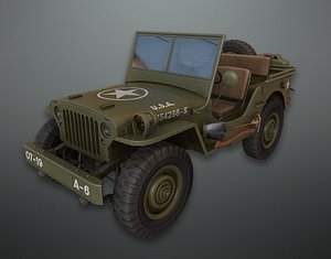 3D pbr military army jeep