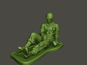 american soldier ww2 wounded 3D model