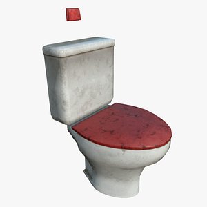 3D Dirt Vintage Simple Toilet Seat with Subdivision Crease PBR Low-poly 3D