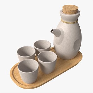Japanese Sake Set Ceramic 03 3D model