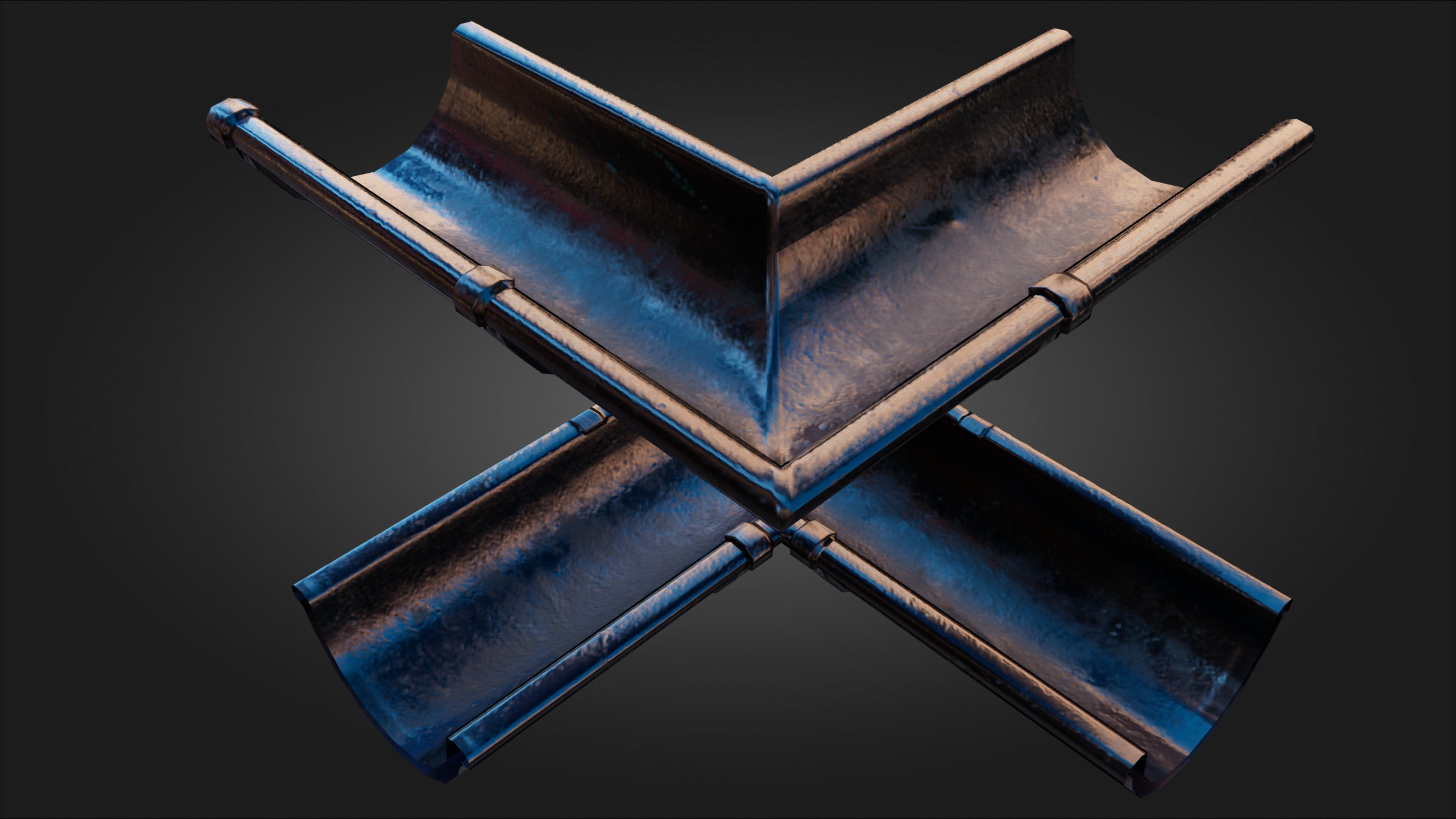 3D Old Black Painted Drainpipe Set PBR TurboSquid 1862574