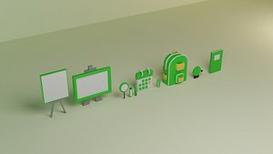 Back to School Supply Objects Set