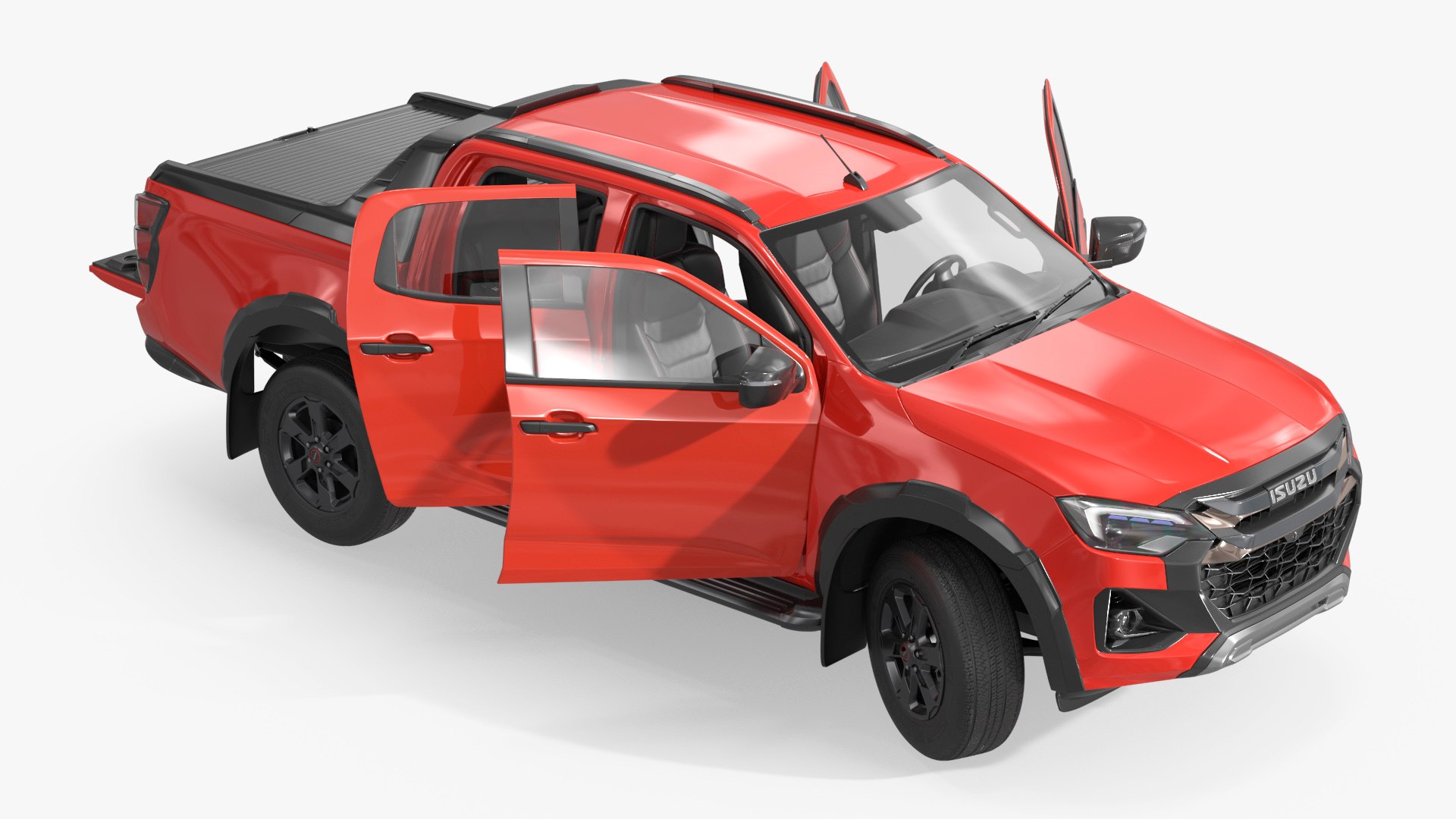 Isuzu D-MAX 4x4 Truck Red Rigged 3D model preview