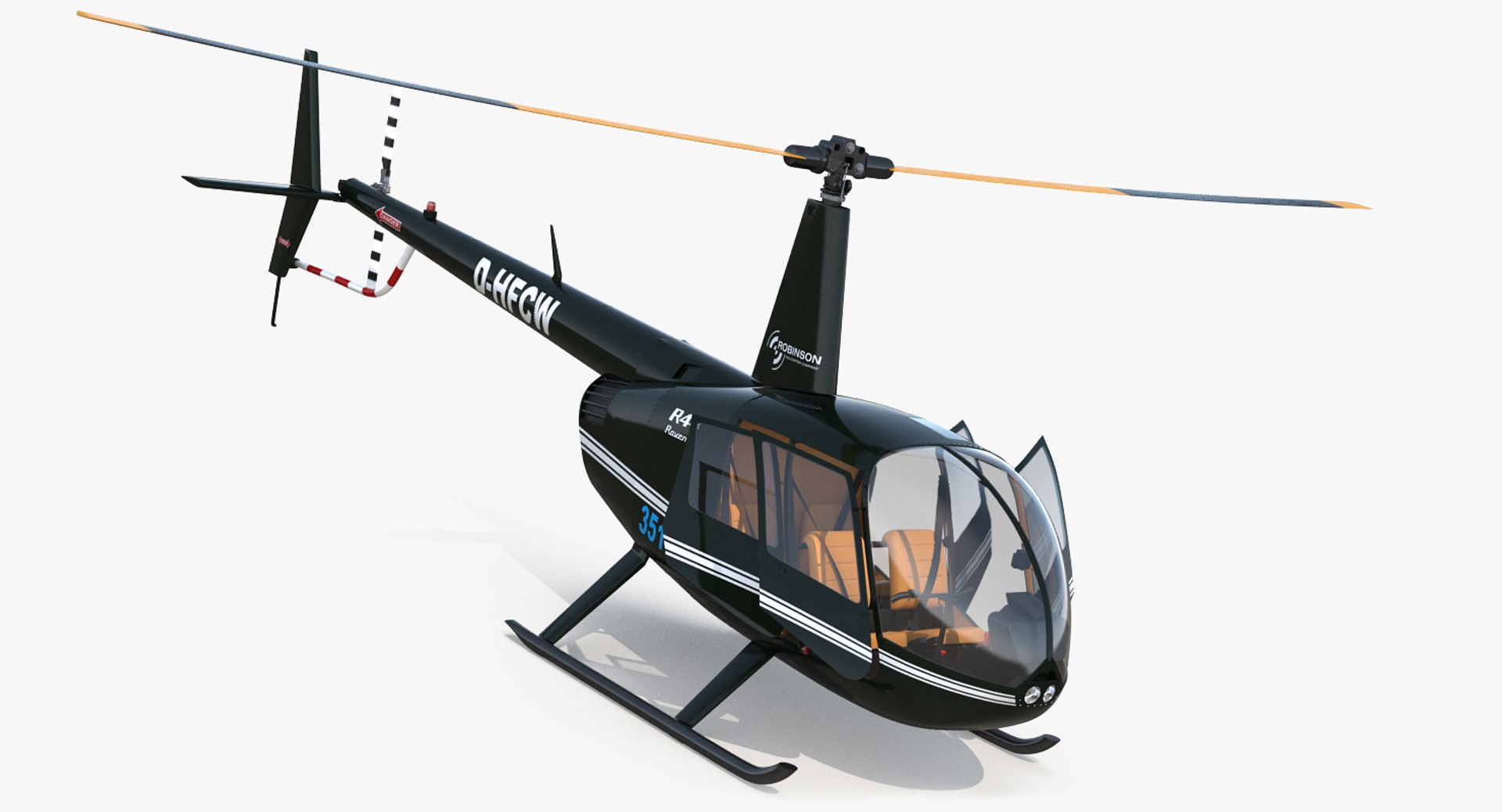 Light Helicopter Robinson R44 Raven II Rigged 3D model preview
