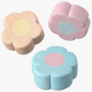 shaped marshmallows flower 3D model