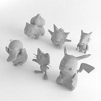Pokemon Low Poly Game Ready Pack Pikachu Balbasaur and more Low-poly 3D model