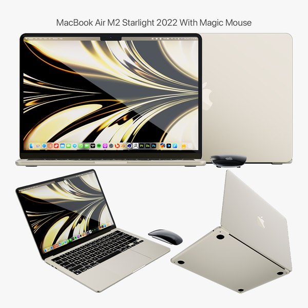 Apple MacBook Air M2 Starlight 2022 マジックマウス付き3Dモデル ...