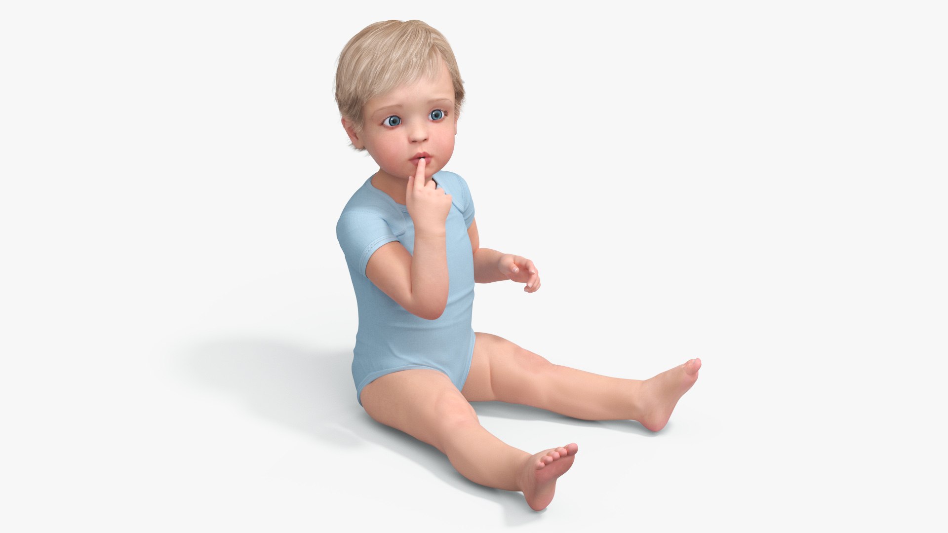 Toddler in Bodysuit Sitting Pose 3D model preview