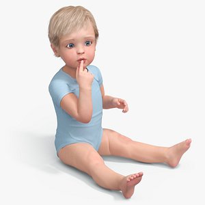 Toddler in Bodysuit Sitting Pose 3D model