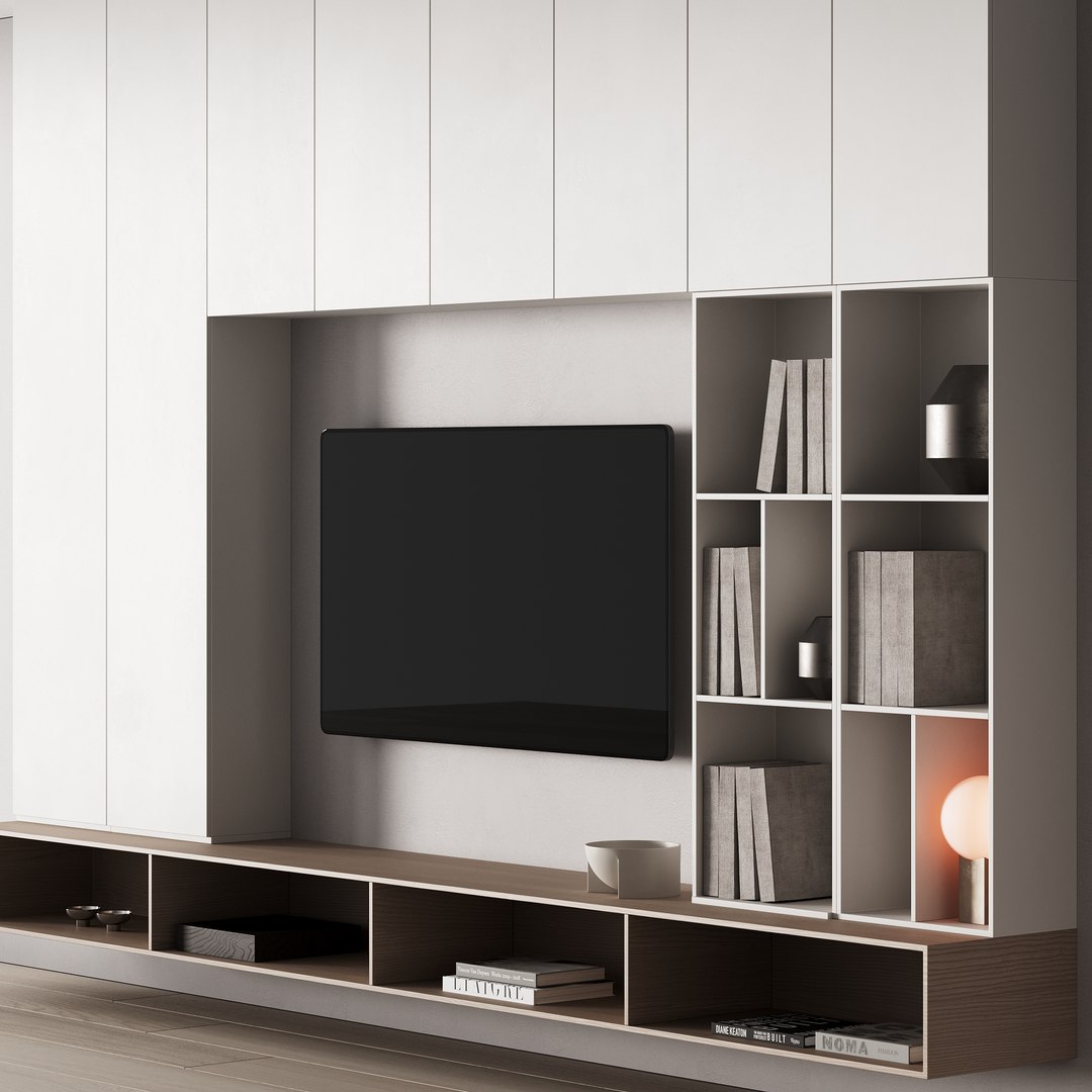 3D 501 Tv Wall Kit 11 Modern Minimal Living Room Zone With Cabinets ...